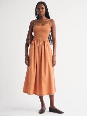 square neck midi dress abercrombie Abercrombie & Fitch square neck fit & flare paneled denim midi dress in  indigo wash